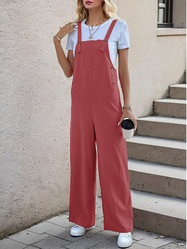 Neue lässige, einteilige Hosenträgerhose mit geradem Bein 