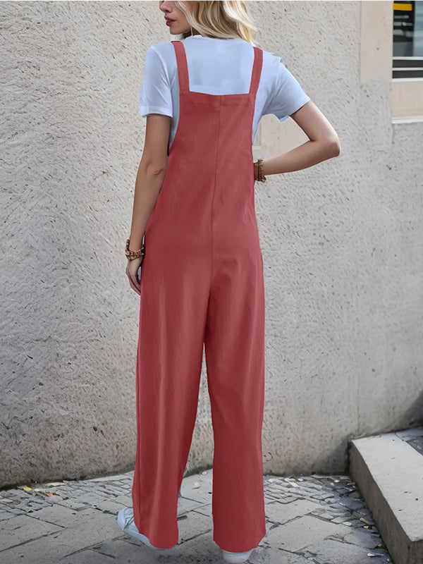 Neue lässige, einteilige Hosenträgerhose mit geradem Bein 