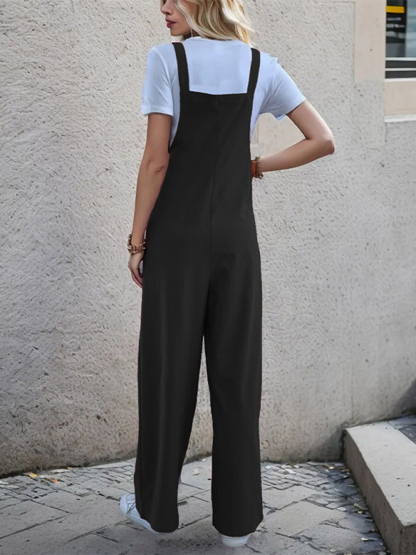 Neue lässige, einteilige Hosenträgerhose mit geradem Bein 