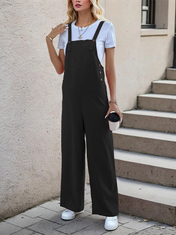 Neue lässige, einteilige Hosenträgerhose mit geradem Bein 
