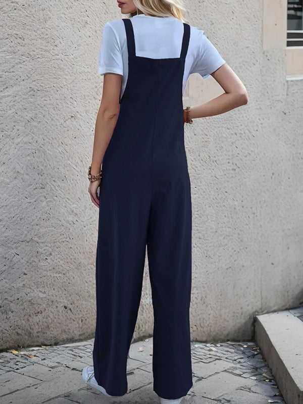 Neue lässige, einteilige Hosenträgerhose mit geradem Bein 