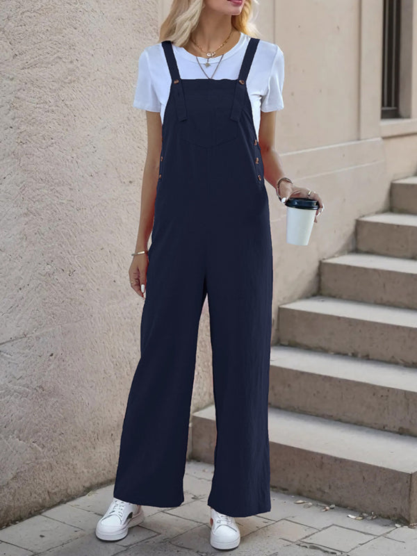 Neue lässige, einteilige Hosenträgerhose mit geradem Bein 