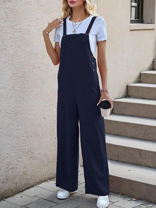 Neue lässige, einteilige Hosenträgerhose mit geradem Bein 