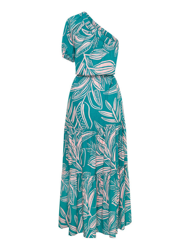 Robe fleurie haut de gamme à épaules dénudées pour femme, style fêtes. 