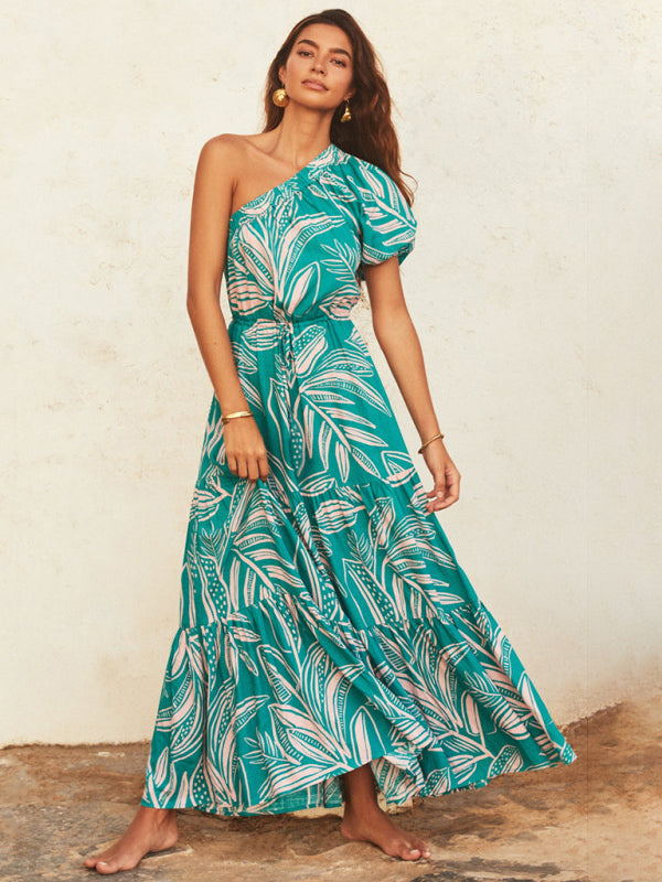 Robe fleurie haut de gamme à épaules dénudées pour femme, style fêtes. 