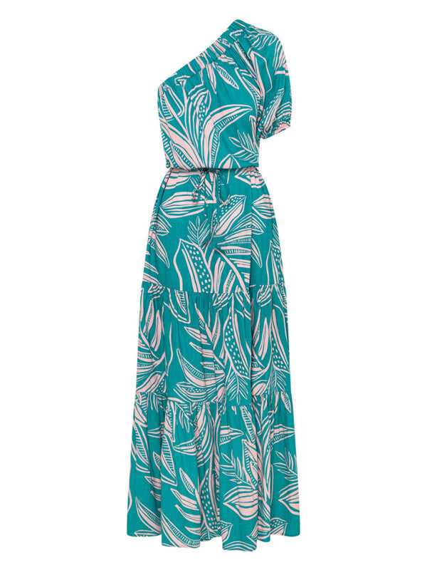 Robe fleurie haut de gamme à épaules dénudées pour femme, style fêtes. 