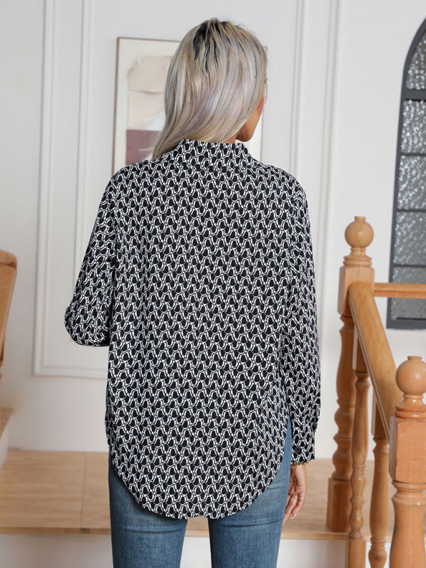 Damen-Strickjacke mit langen Ärmeln und geometrischem Muster 