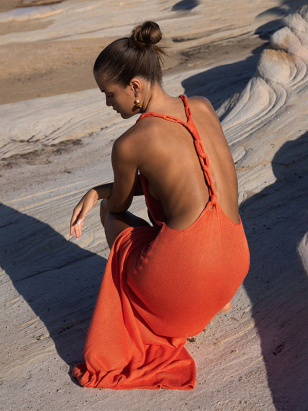 Neuer Strandrock für Damen, einfarbig, sexy, gestrickt, Strand-Bikini-Überwurf, Sonnenschutz 