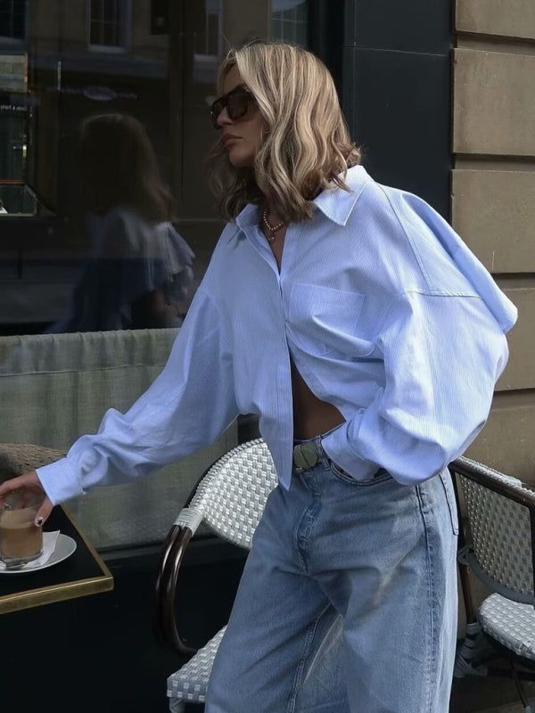 Neue langärmelige, gestreifte, rückenfreie und personalisierte Streetwear-Shirts für Damen 