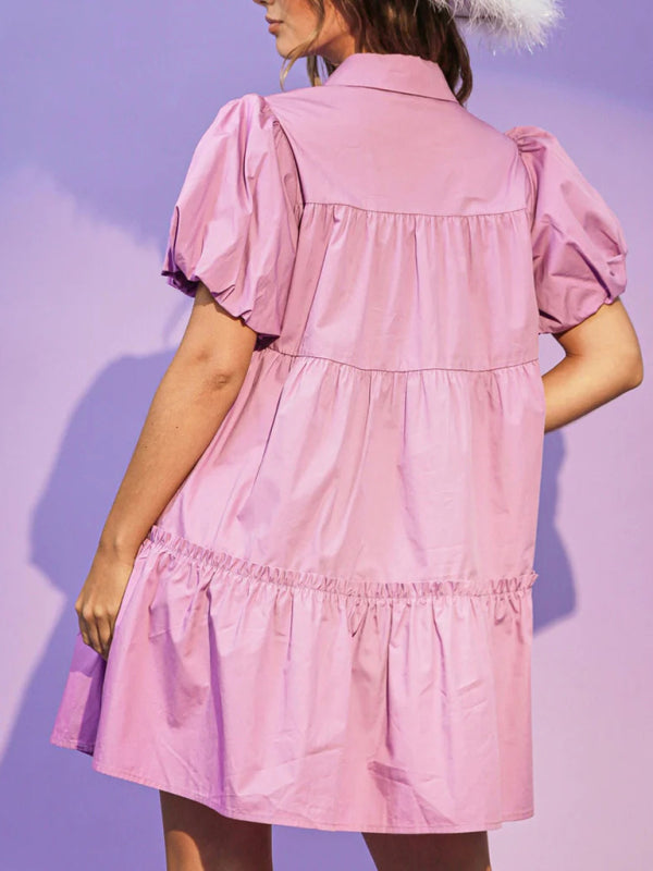 Damen-Hemdkleid mit Pailletten und Puffärmeln 