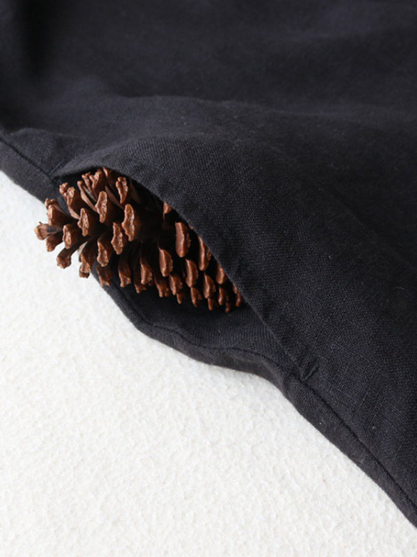 Neues schlichtes, locker geschnittenes Hemdblusenkleid für Damen mit Dreiviertelärmeln und Reverskragen 