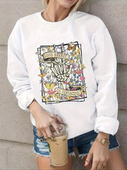Nouveau sweat-shirt tendance à manches longues imprimé tête de mort, ample et décontracté, style sport. 