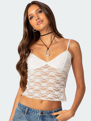 V-Ausschnitt, Neckholder-Top mit Schleife am Dekolleté, schmal geschnitten, durchsichtig, sexy, rückenfrei 