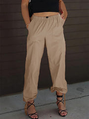 Damen-Freizeithose, einfarbig, mit Tasche, elastischem Bund, Jogginghose, Hip-Hop-Tanzhose 