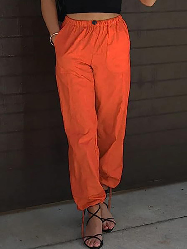 Damen-Freizeithose, einfarbig, mit Tasche, elastischem Bund, Jogginghose, Hip-Hop-Tanzhose 