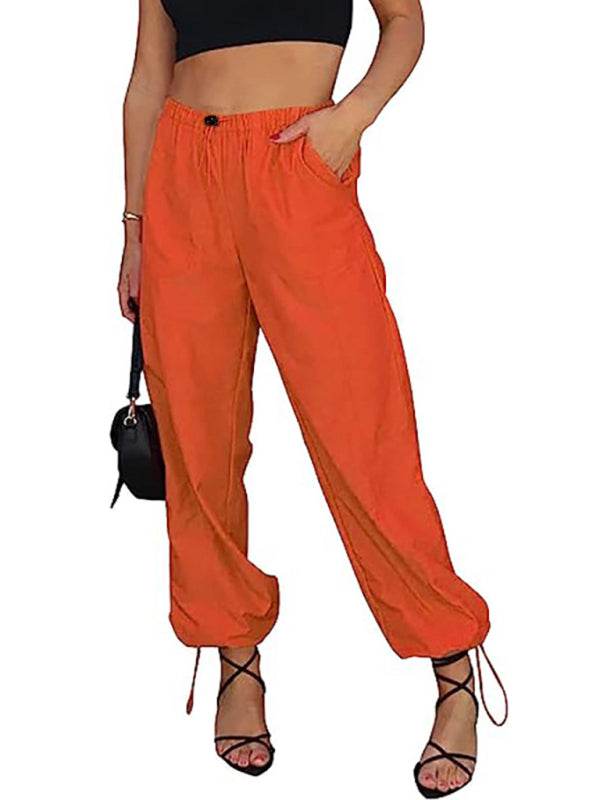 Damen-Freizeithose, einfarbig, mit Tasche, elastischem Bund, Jogginghose, Hip-Hop-Tanzhose 