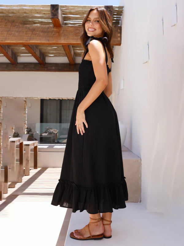 Frisches und süßes, schlichtes, einfarbiges Trägerkleid 