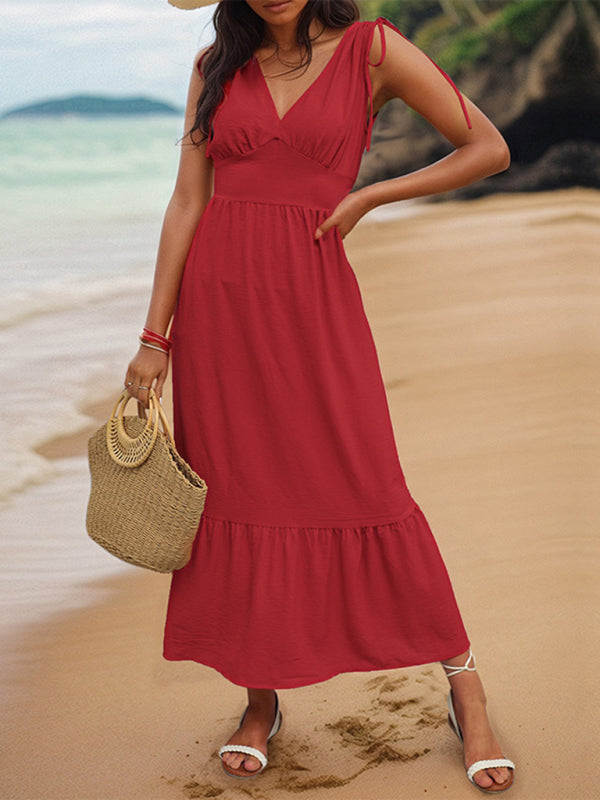 Elegantes rückenfreies Damenkleid im Resort-Stil 