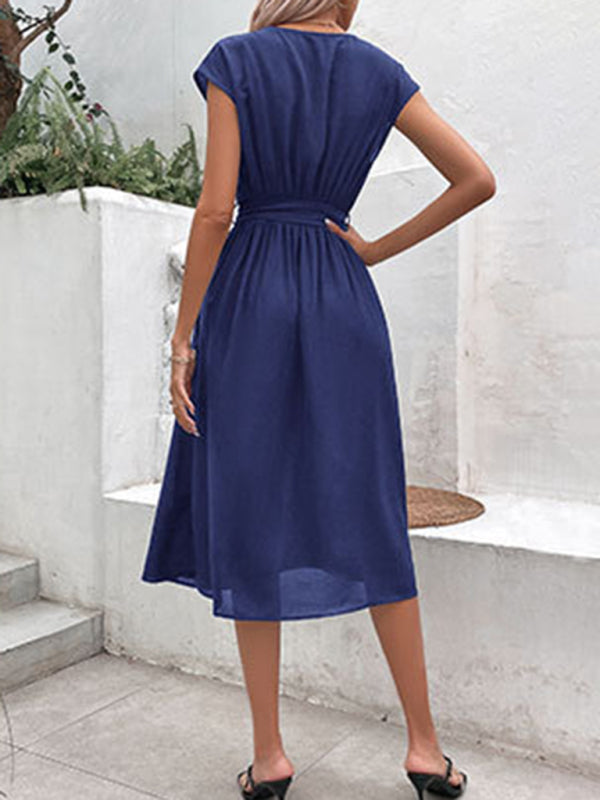 New style strappy v-neck black dress