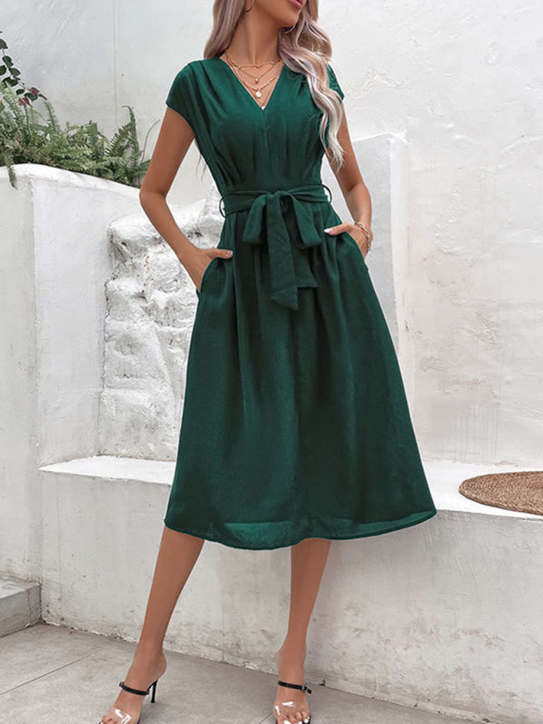 New style strappy v-neck black dress