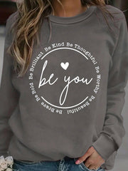 Sweat-shirt à manches longues et col rond imprimé avec la lettre « love » 