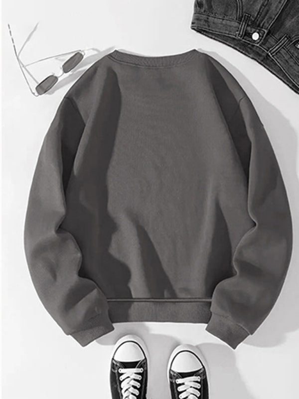 Sweat-shirt à manches longues et col rond imprimé avec la lettre « love » 