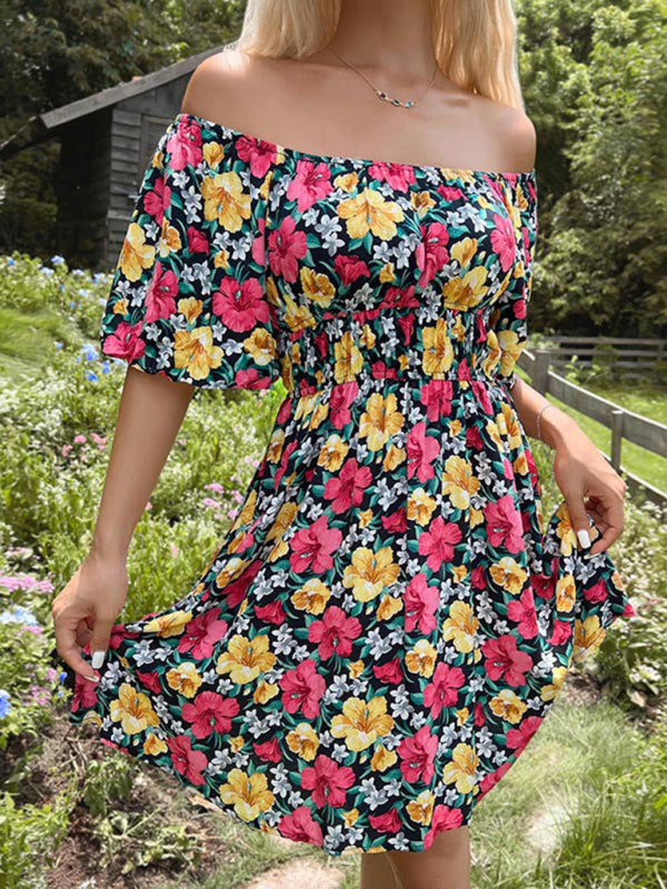 Damen-Kleid mit schulterfreiem Rüschenmuster 