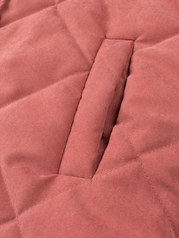 Neuer Baumwollmantel mit Stehkragen und Rautenmuster 