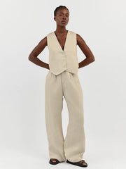 Neues, lässiges und modisches zweiteiliges Set aus ärmelloser Weste und Hose. 