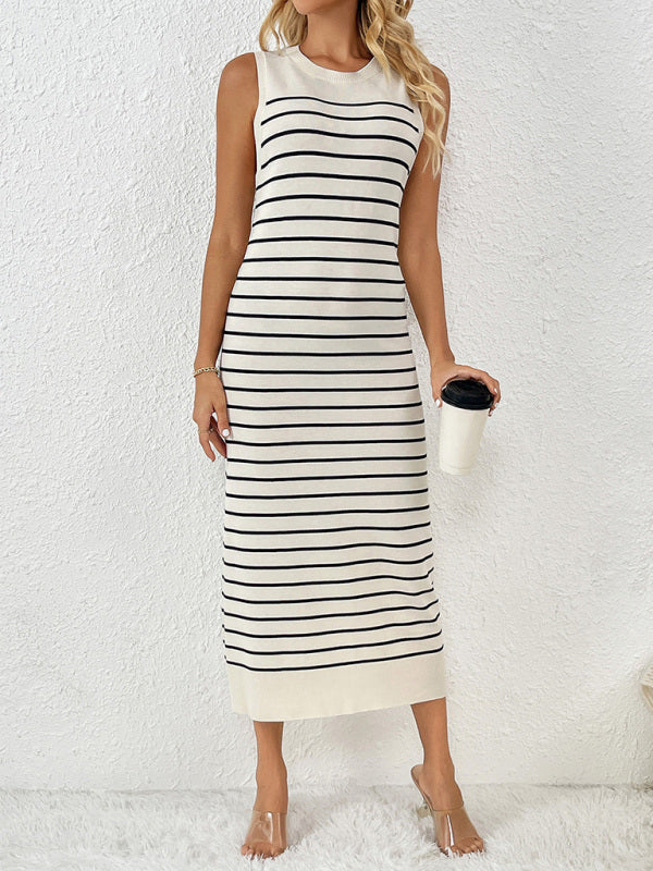 pull sans manches patchwork à rayures tendance pour femme 