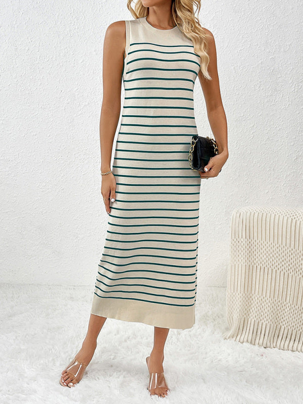 pull sans manches patchwork à rayures tendance pour femme 
