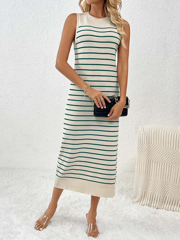 pull sans manches patchwork à rayures tendance pour femme 