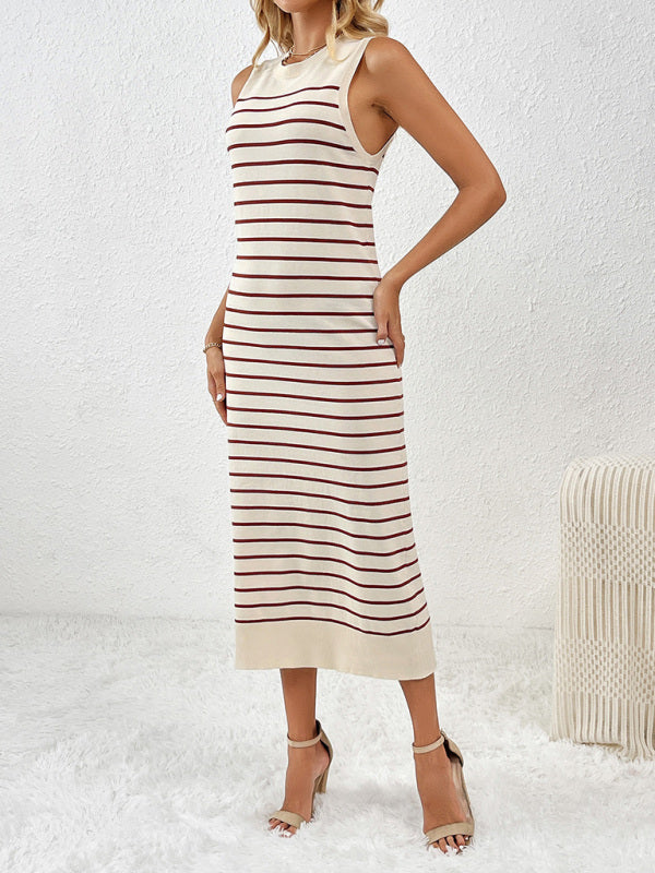 pull sans manches patchwork à rayures tendance pour femme 