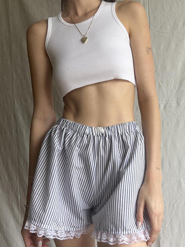 Leggings en dentelle à empiècements pour la maison, shorts fins imprimés printemps-été 