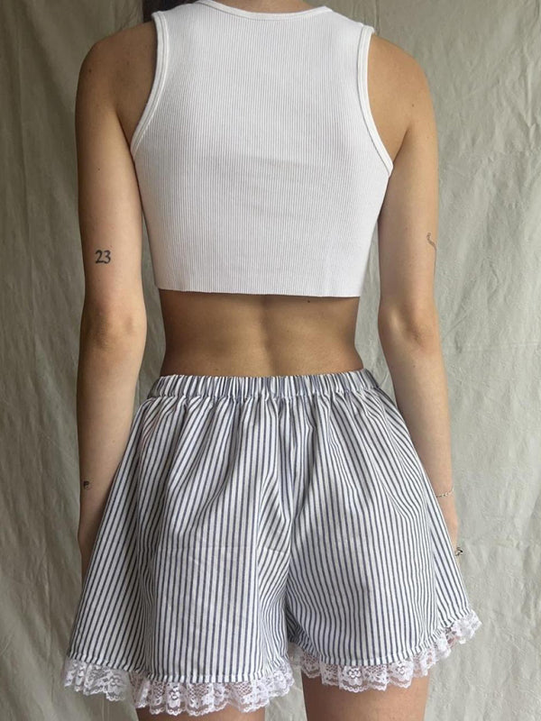 Leggings en dentelle à empiècements pour la maison, shorts fins imprimés printemps-été 