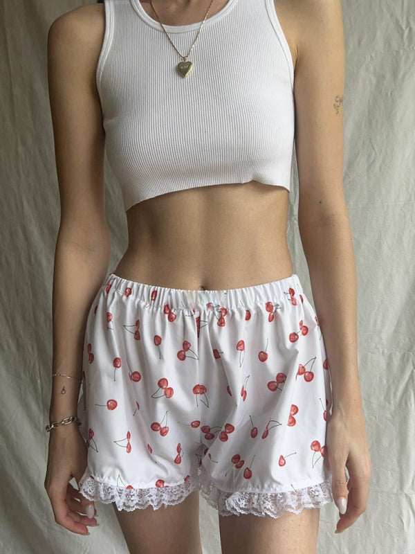 Leggings en dentelle à empiècements pour la maison, shorts fins imprimés printemps-été 