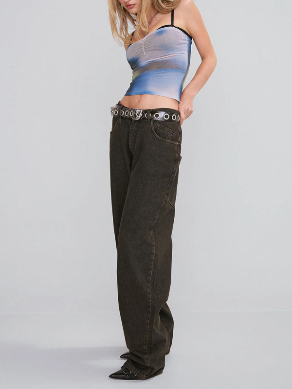 Trägertop aus bedrucktem Mesh-Gewebe, schlauchförmiges Spitzentop, Y2K-Hot-Girl-Top 