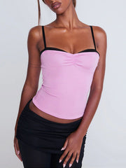 Trägertop aus bedrucktem Mesh-Gewebe, schlauchförmiges Spitzentop, Y2K-Hot-Girl-Top 