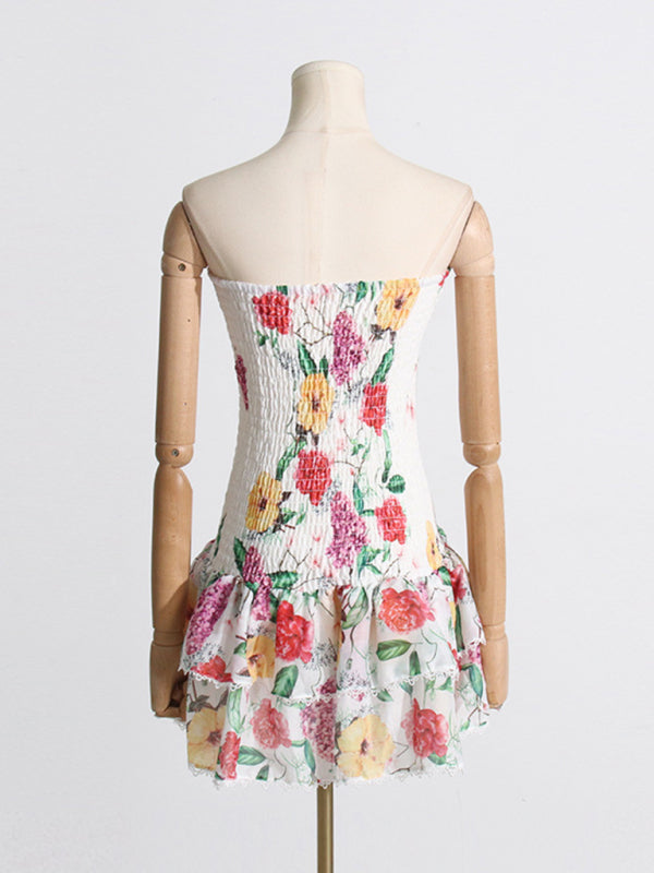 Neues, modisches und elegantes, bedrucktes, figurbetontes kurzes Kleid mit Neckholder-Design 