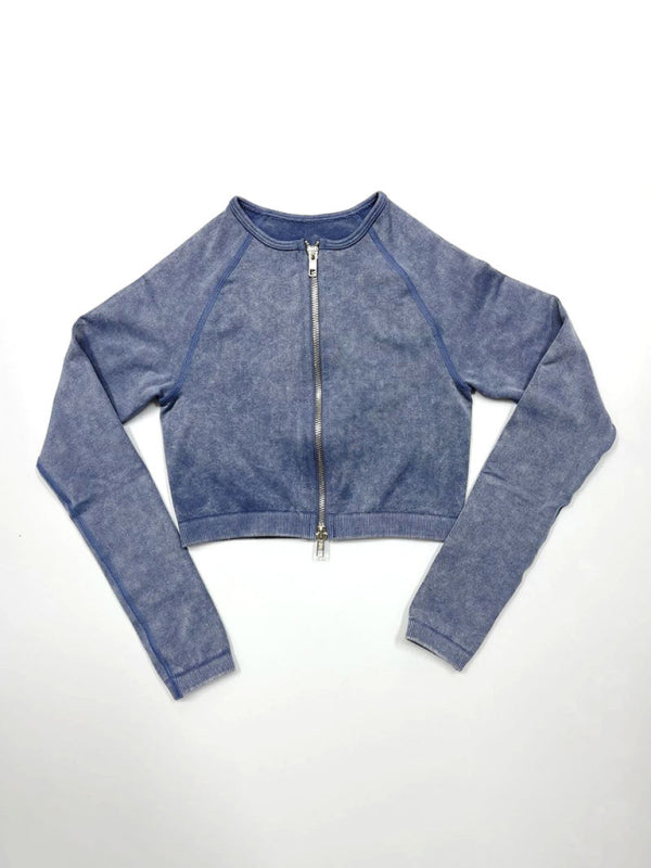 Nouvelle veste de yoga à manches longues multicolore avec fermeture éclair 