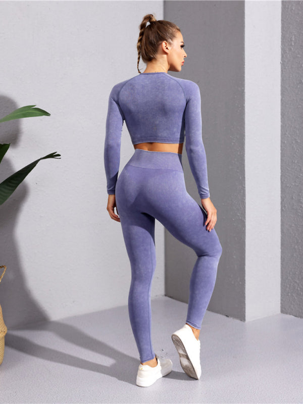 Nouvelle veste de yoga à manches longues multicolore avec fermeture éclair 