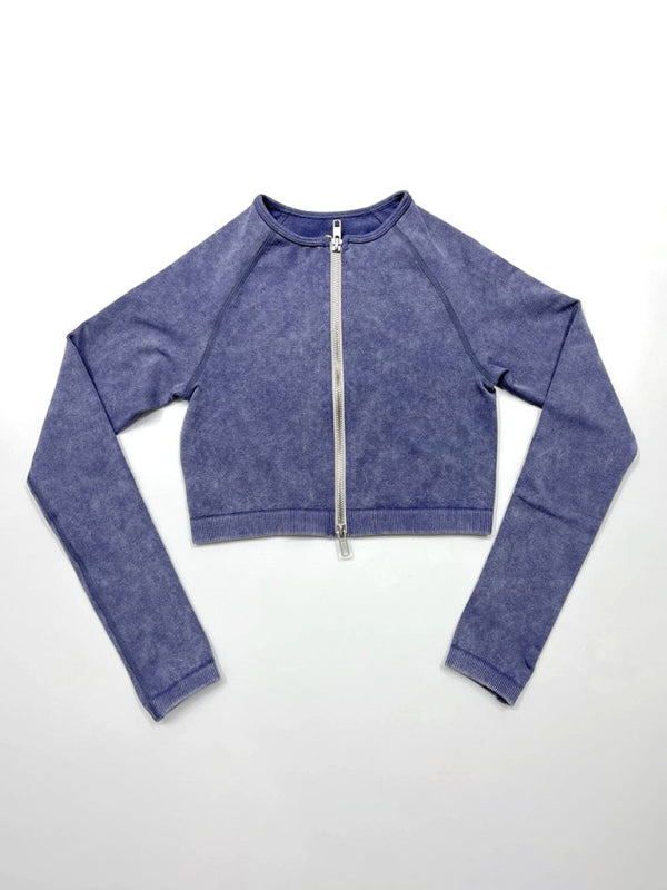 Nouvelle veste de yoga à manches longues multicolore avec fermeture éclair 