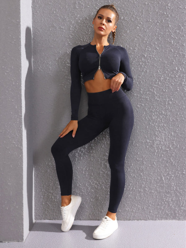 Nouvelle veste de yoga à manches longues multicolore avec fermeture éclair 