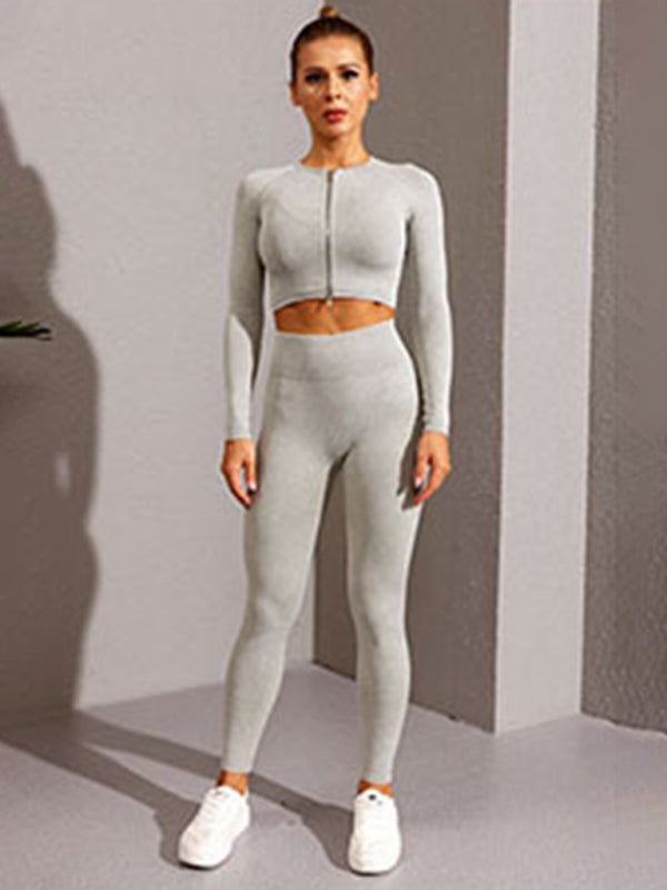 Nouvelle veste de yoga à manches longues multicolore avec fermeture éclair 
