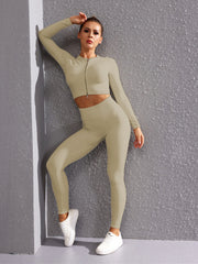 Nouvelle veste de yoga à manches longues multicolore avec fermeture éclair 