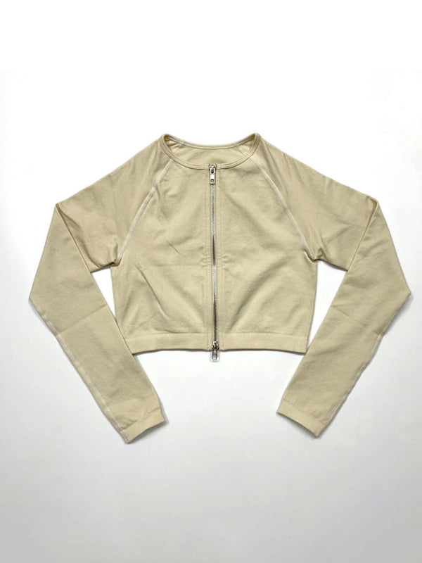 Nouvelle veste de yoga à manches longues multicolore avec fermeture éclair 