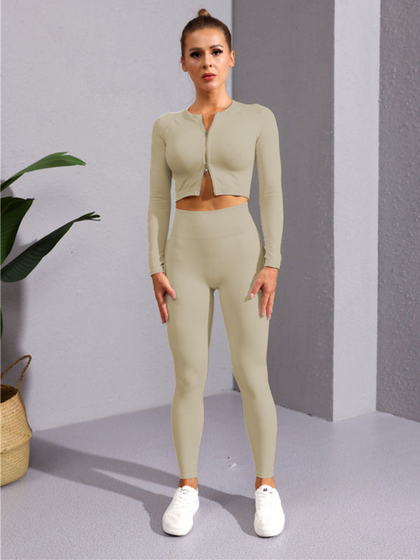 Nouvelle veste de yoga à manches longues multicolore avec fermeture éclair 