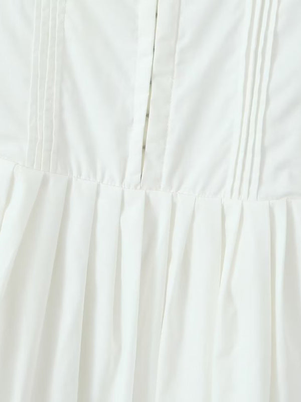 Robe courte plissée sexy à bretelles dos nu, couleur unie, pour femme 