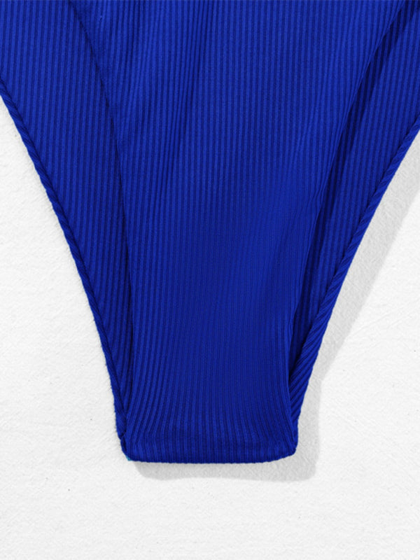 Neuer Bandeau-Bikini mit geteilten Trägern, einfarbig, sexy, mehrfarbiger Badeanzug 