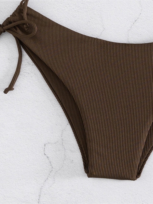 Neuer Bandeau-Bikini mit geteilten Trägern, einfarbig, sexy, mehrfarbiger Badeanzug 